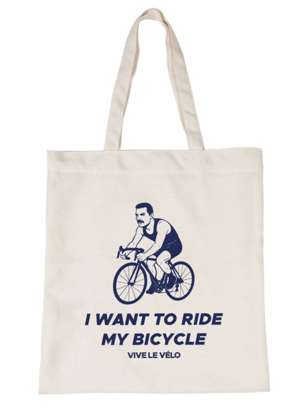 Totebag ‘I Want to Ride My Bicycle’ draagtas met fietsdesign